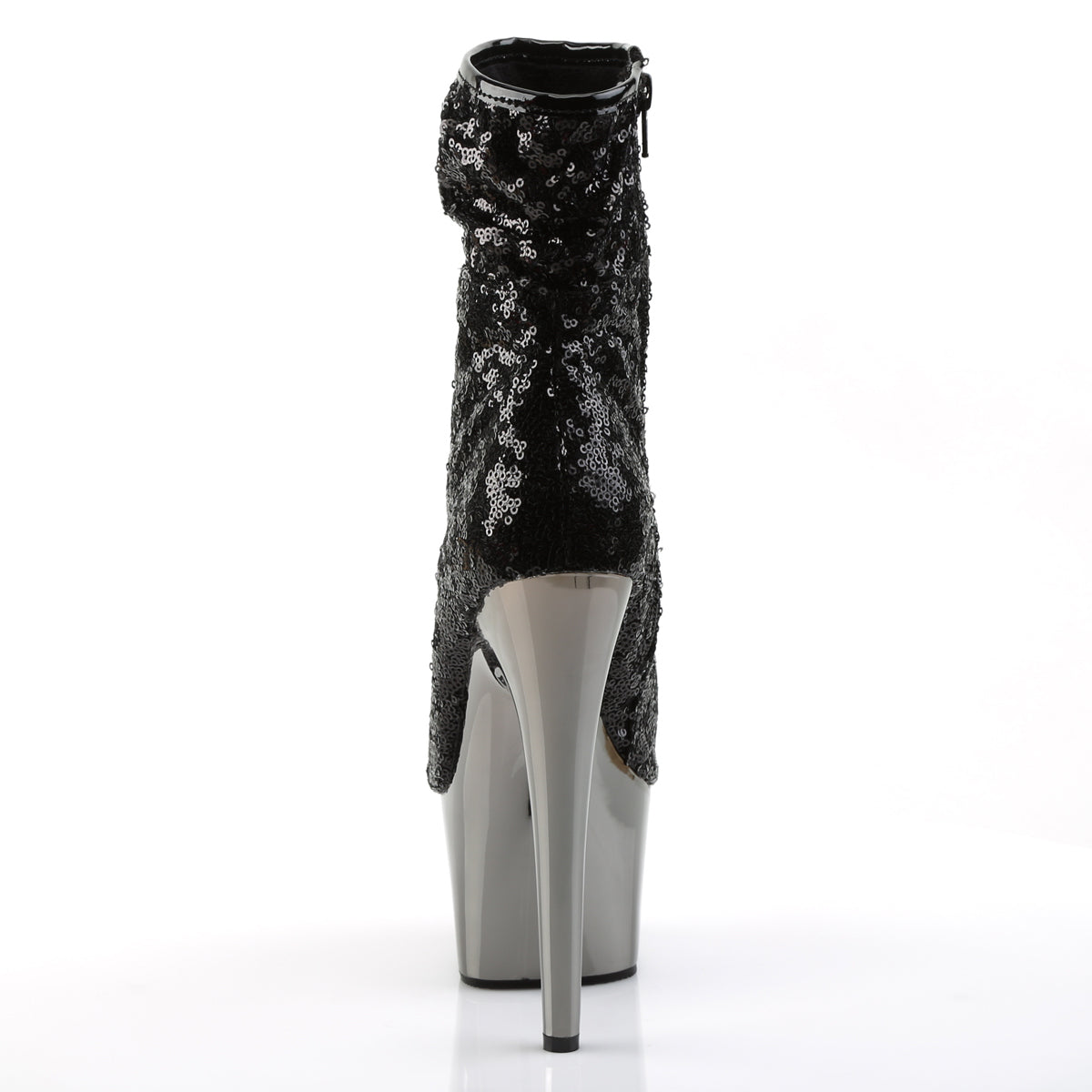 ADORE-1008SQ *7" Heel, 2 3/4" PF Peep Toe Sequins Ankle Boot, Side Zip