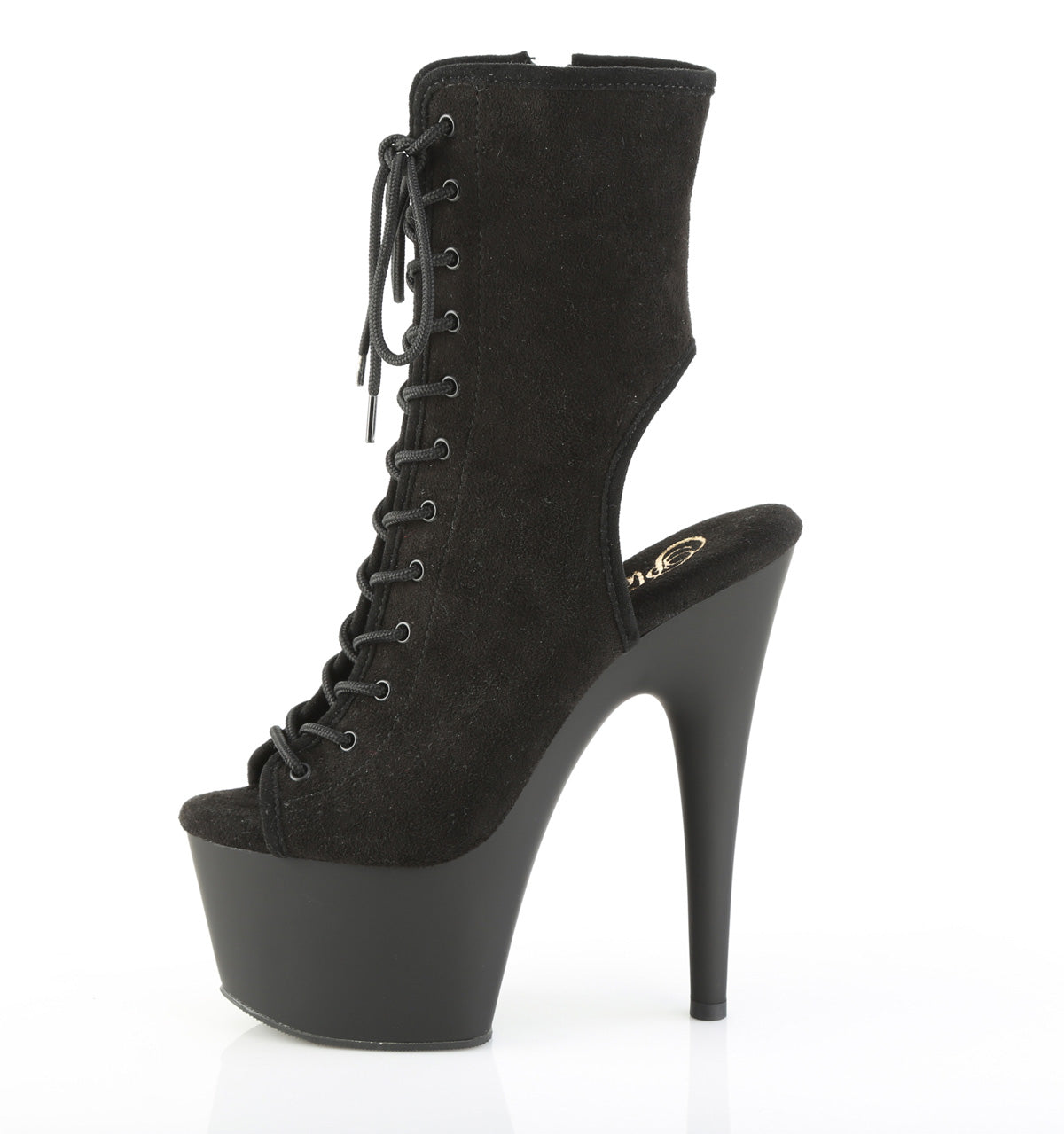 ADORE-1016 7" Heel, 2 3/4" PF Open Toe/Back Ankle Boot, Side Zip