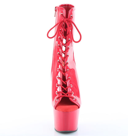 ADORE-1016 7" Heel, 2 3/4" PF Open Toe/Heel Ankle Boot, Side Zip