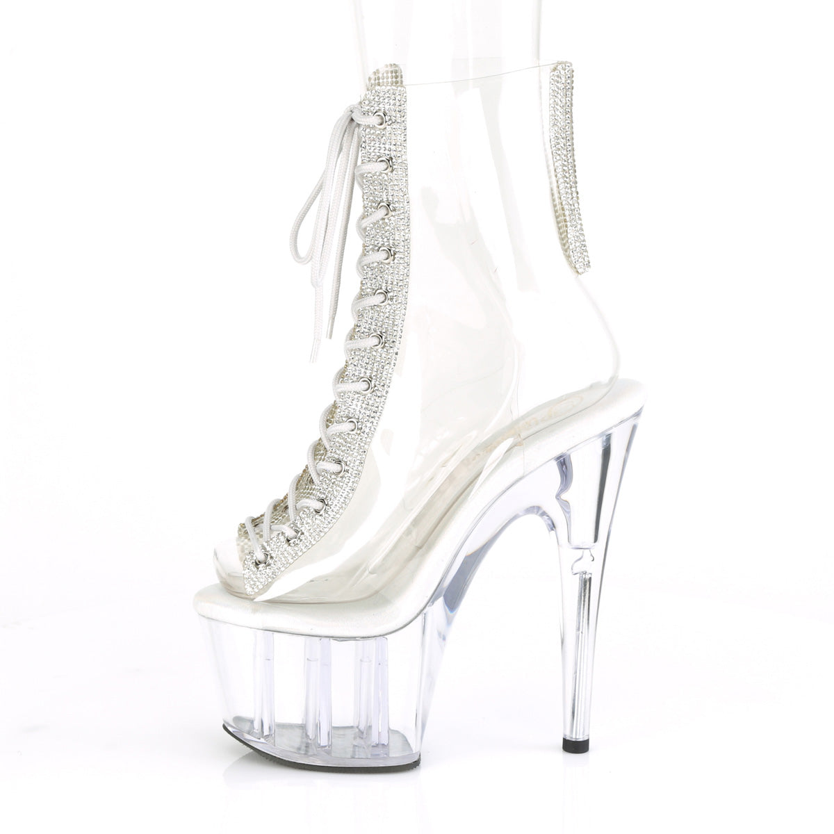 ADORE-1016C-2 *7" Heel, 2 3/4" PF Open Toe/Heel Lace-Up Ankle Boot w/RS