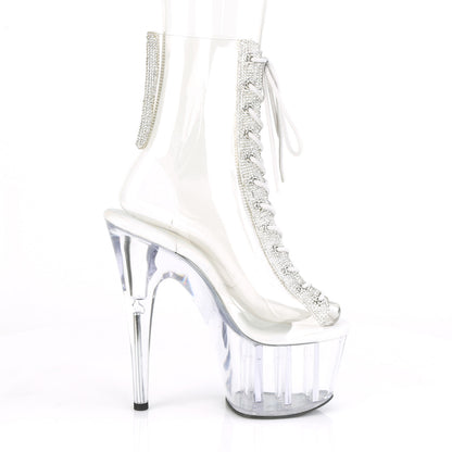 ADORE-1016C-2 *7" Heel, 2 3/4" PF Open Toe/Heel Lace-Up Ankle Boot w/RS
