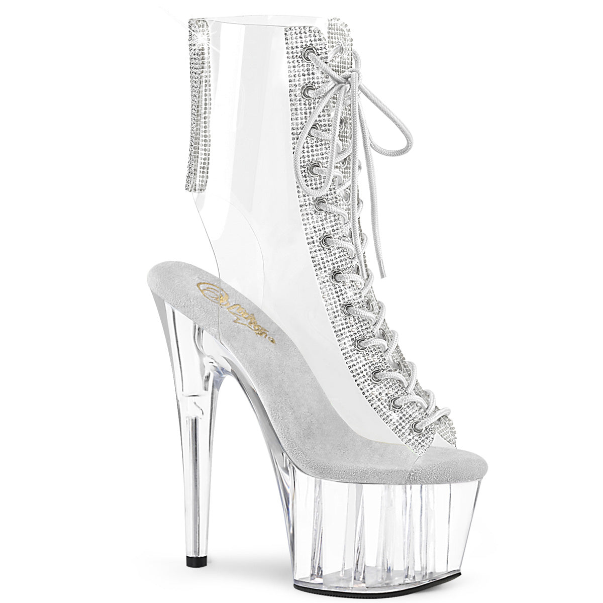 ADORE-1016C-2 *7" Heel, 2 3/4" PF Open Toe/Heel Lace-Up Ankle Boot w/RS
