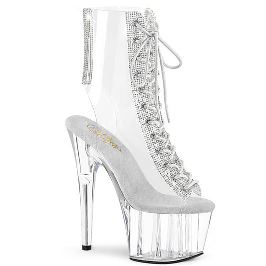 ADORE-1016C-2 *7" Heel, 2 3/4" PF Open Toe/Heel Lace-Up Ankle Boot w/RS