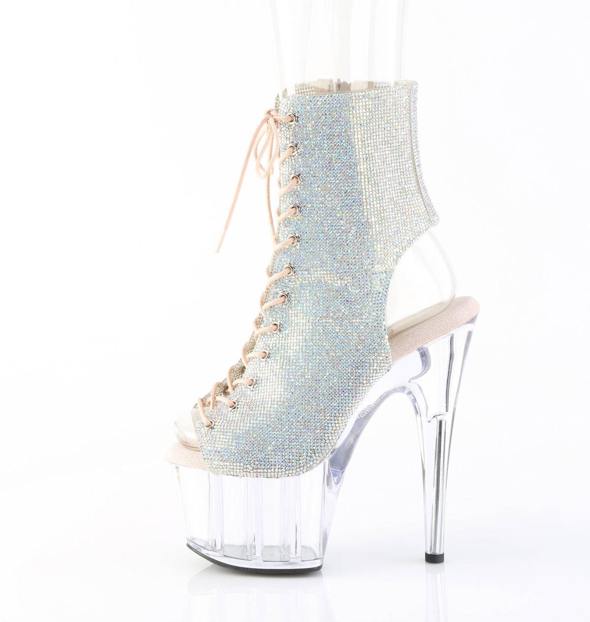 ADORE-1016C-RS 7" Heel, 2 3/4" PF Open Toe/Heel  Ankle Boot w/RS, Side Zip