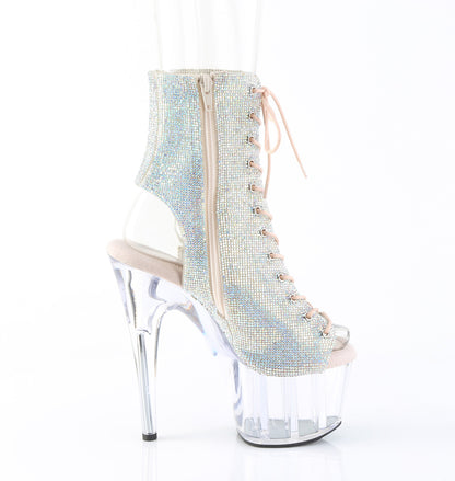 ADORE-1016C-RS 7" Heel, 2 3/4" PF Open Toe/Heel  Ankle Boot w/RS, Side Zip