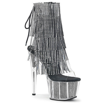 ADORE-1017SRS 7" Heel, 2 3/4" PF Lace-Up Back Ankle Boot, Side Zip