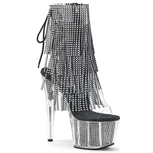 ADORE-1017SRS 7" Heel, 2 3/4" PF Lace-Up Back Ankle Boot, Side Zip