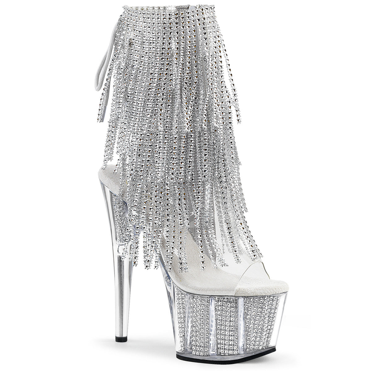 ADORE-1017SRS 7" Heel, 2 3/4" PF Lace-Up Back Ankle Boot, Side Zip