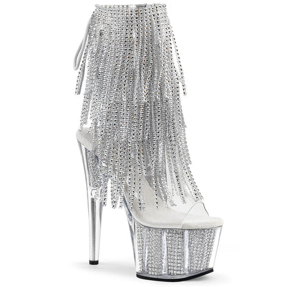 ADORE-1017SRS 7" Heel, 2 3/4" PF Lace-Up Back Ankle Boot, Side Zip