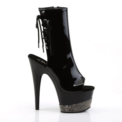 ADORE-1018-3 7" Heel, 2 3/4" PF Open Toe/Heel Ankle Boot, Side Zip