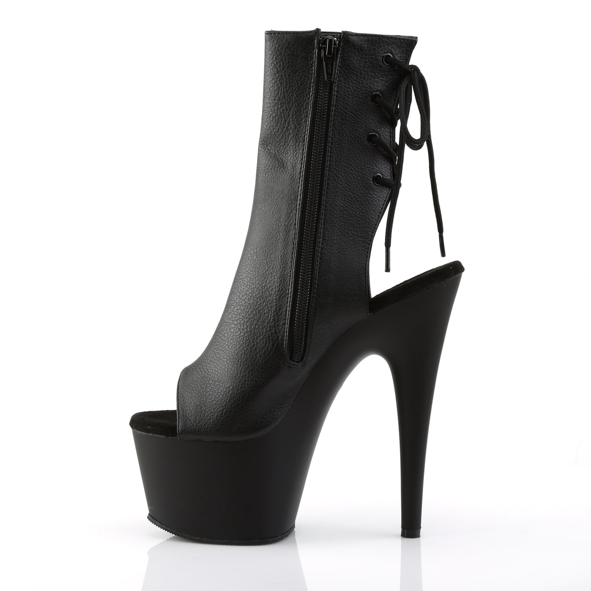 ADORE-1018 7" Heel, 2 3/4" PF Open Toe/Heel Ankle Boot, Side Zip