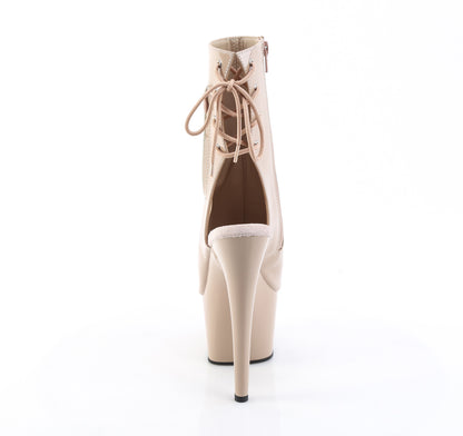 ADORE-1018 7" Heel, 2 3/4" Chrome Plated PF Open Toe/Heel Ankle Boot