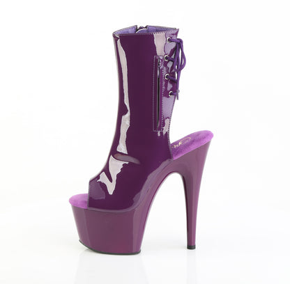 ADORE-1018 7" Heel, 2 3/4" Chrome Plated PF Open Toe/Heel Ankle Boot