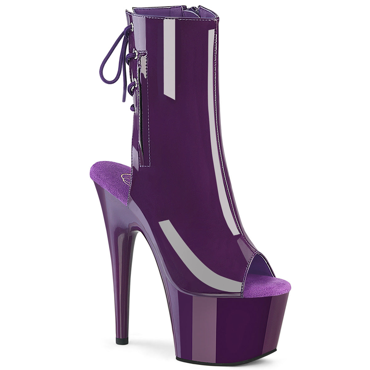 ADORE-1018 7" Heel, 2 3/4" Chrome Plated PF Open Toe/Heel Ankle Boot