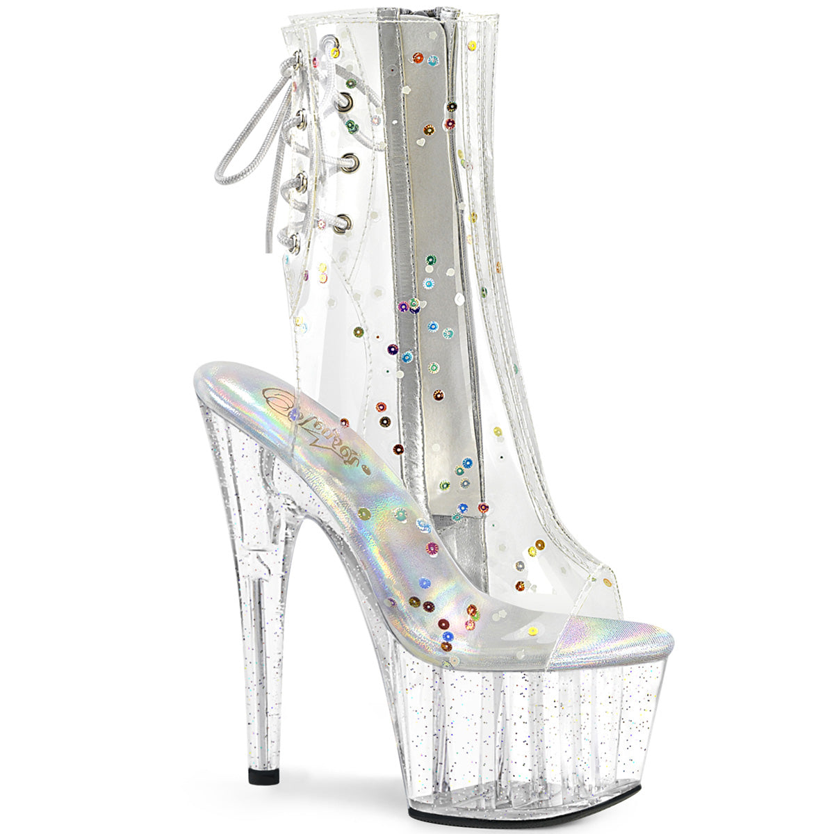 ADORE-1018C-2 *7" Heel, 2 3/4" PF Open Toe/Heel Ankle Boot, Side Zip