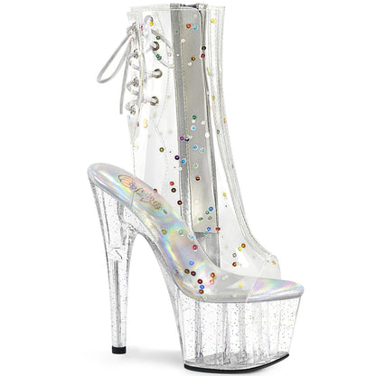 ADORE-1018C-2 *7" Heel, 2 3/4" PF Open Toe/Heel Ankle Boot, Side Zip