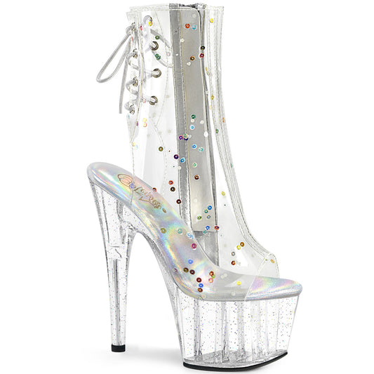 ADORE-1018C-2 *7" Heel, 2 3/4" PF Open Toe/Heel Ankle Boot, Side Zip