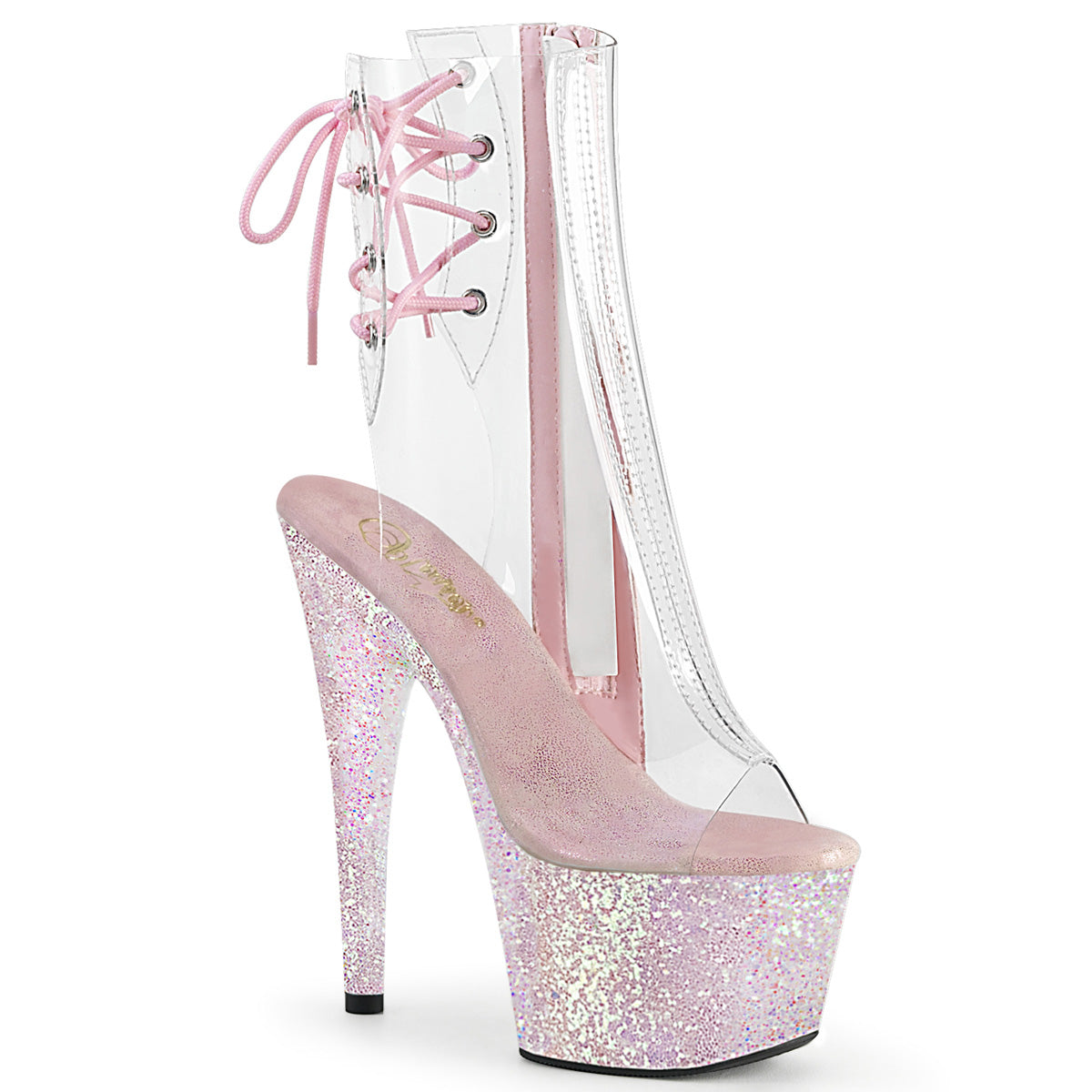 ADORE-1018C *7" Heel, 2 3/4" PF Open Toe/Heel Ankle Boot, Side Zip
