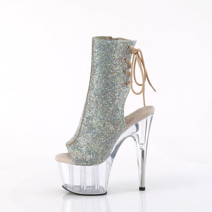 ADORE-1018C-RS 7" Heel, 2 3/4" PF Open Toe/Heel Ankle Boot w/RS, Side Zip