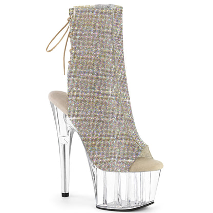 ADORE-1018C-RS 7" Heel, 2 3/4" PF Open Toe/Heel Ankle Boot w/RS, Side Zip