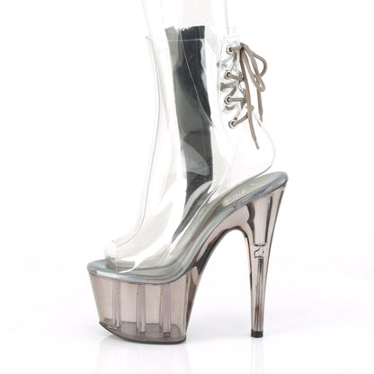 ADORE-1018CT *7" Heel, 2 3/4" Tinted PF Open Toe Ankle Boot, Side Zip