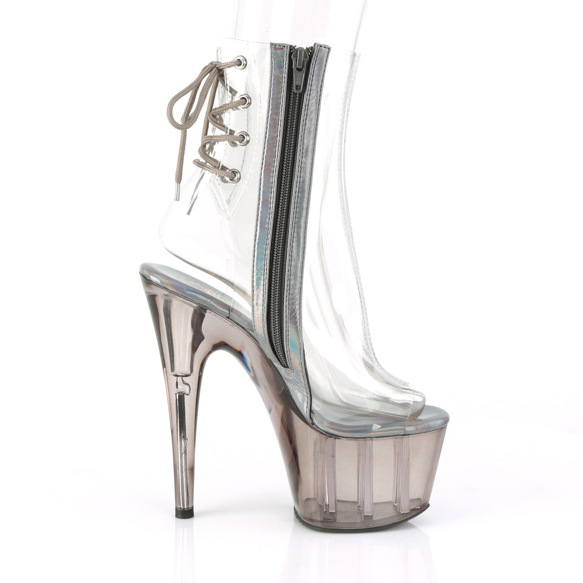 ADORE-1018CT *7" Heel, 2 3/4" Tinted PF Open Toe Ankle Boot, Side Zip