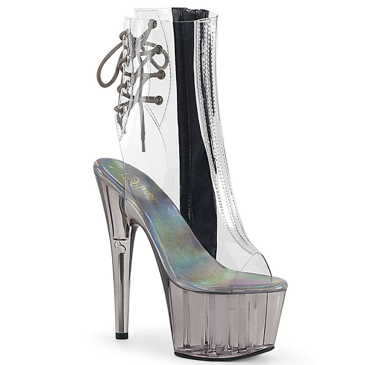 ADORE-1018CT *7" Heel, 2 3/4" Tinted PF Open Toe Ankle Boot, Side Zip
