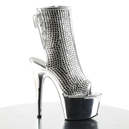 ADORE-1018DCS 7" Heel, 2 3/4" PF Open Toe/Heel Ankle Boot w/RS, Side Zip
