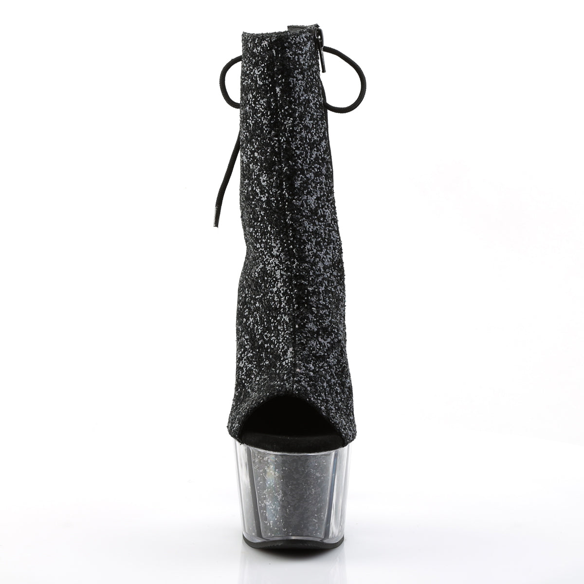 ADORE-1018G 7" Heel, 2 3/4" PF Glitter Ankle Boot, Side Zip