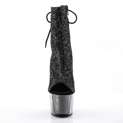 ADORE-1018G 7" Heel, 2 3/4" PF Glitter Ankle Boot, Side Zip