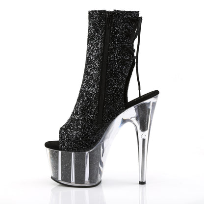 ADORE-1018G 7" Heel, 2 3/4" PF Glitter Ankle Boot, Side Zip