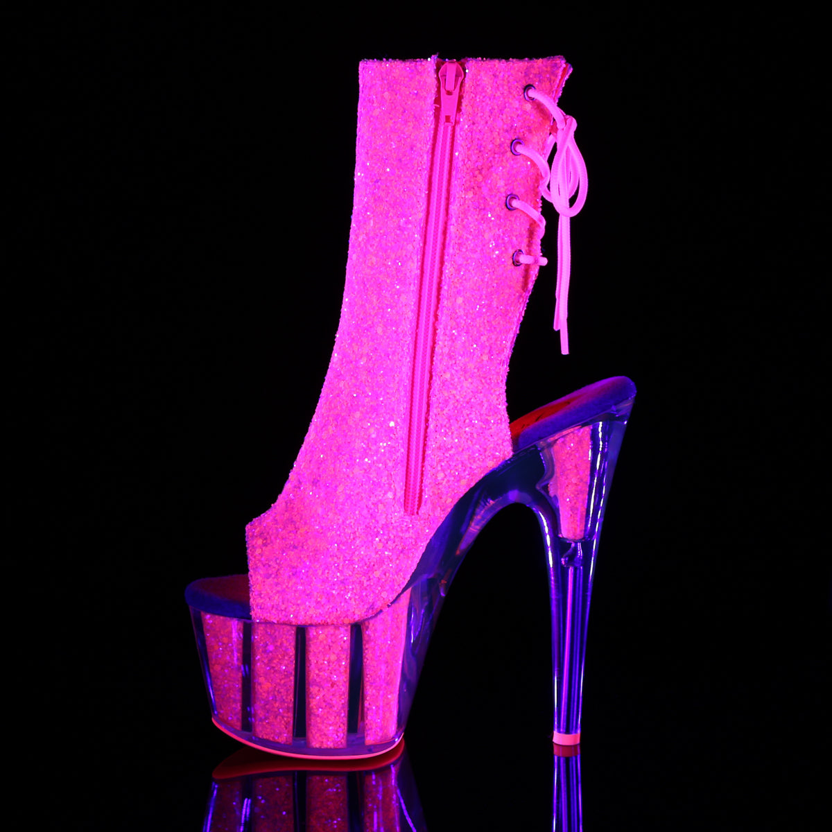 ADORE-1018G *7" Heel, 2 3/4" PF Blacklight Reactive Ankle Boot