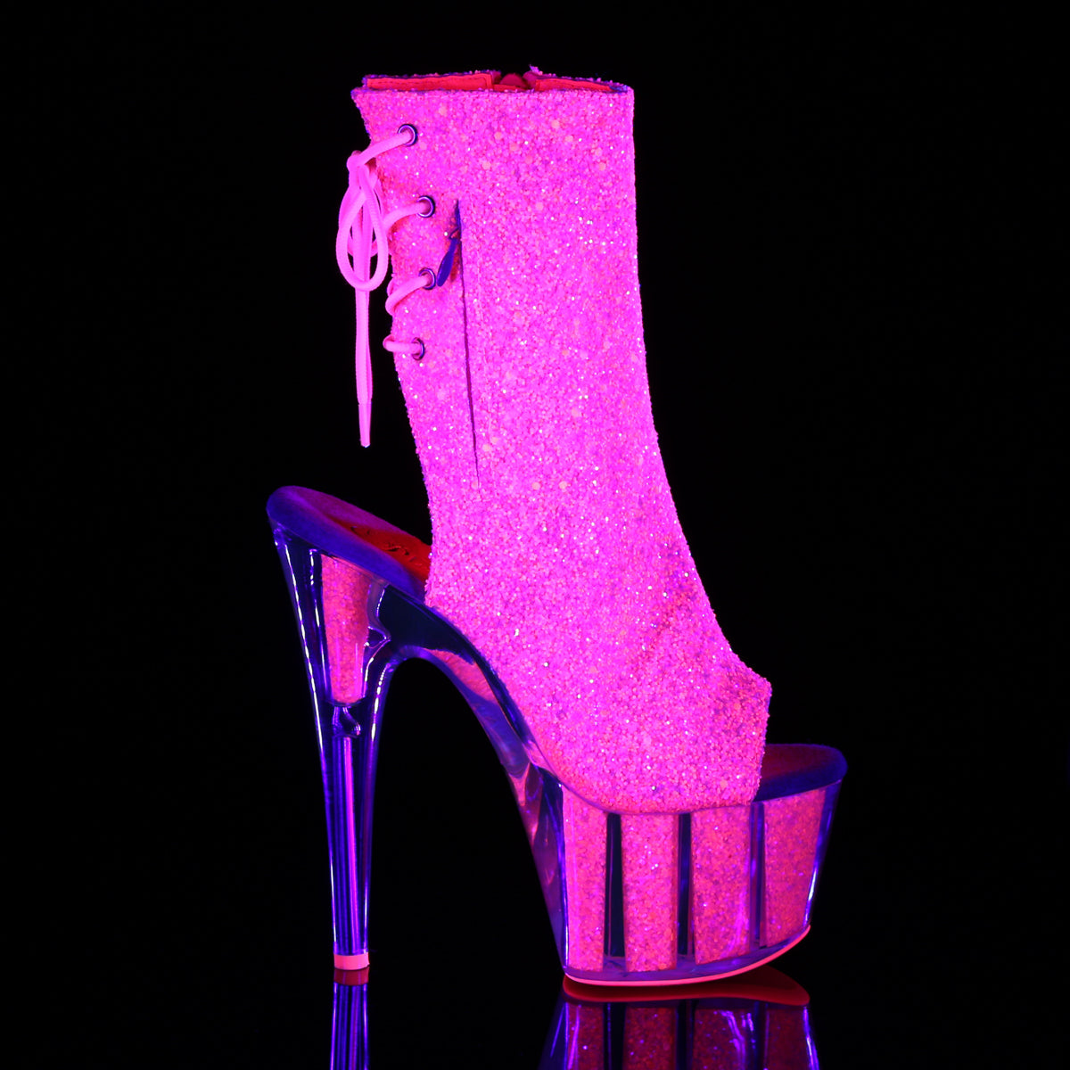 ADORE-1018G *7" Heel, 2 3/4" PF Blacklight Reactive Ankle Boot