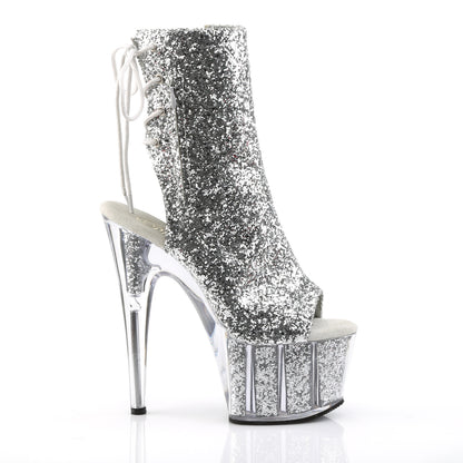 ADORE-1018G *7" Heel, 2 3/4" PF Glitter Ankle Boot, Side Zip