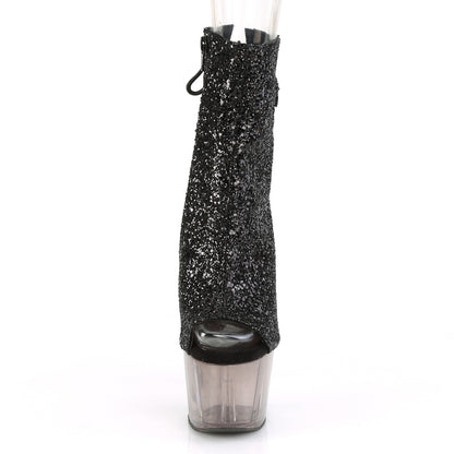 ADORE-1018GT *7" Heel, 2 3/4" Tinted PF Open Toe Ankle Boot, Side Zip