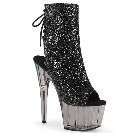 ADORE-1018GT *7" Heel, 2 3/4" Tinted PF Open Toe Ankle Boot, Side Zip