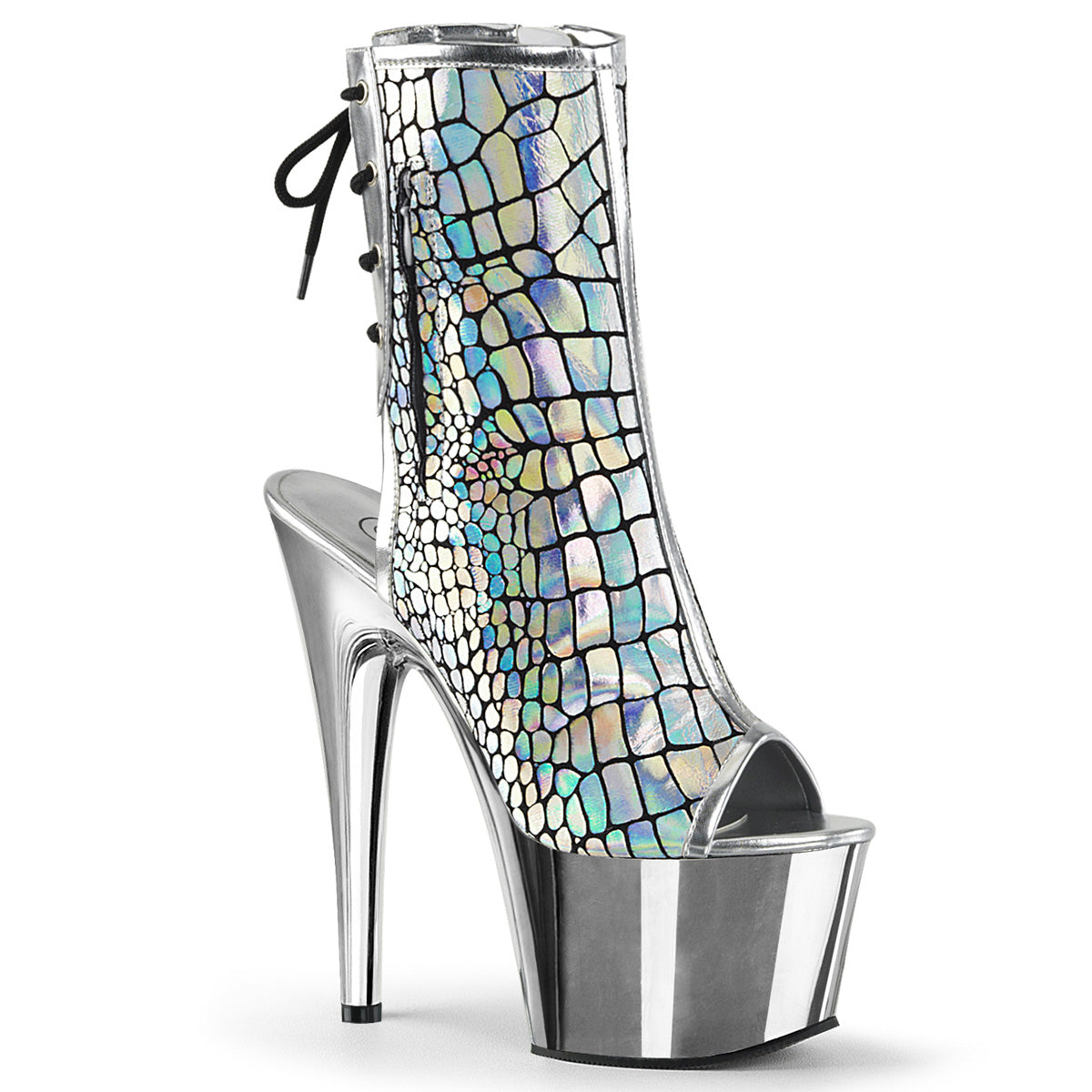 ADORE-1018HG *7" Heel, 2 3/4" PF Open Toe/Heel Ankle Boot, Side Zip