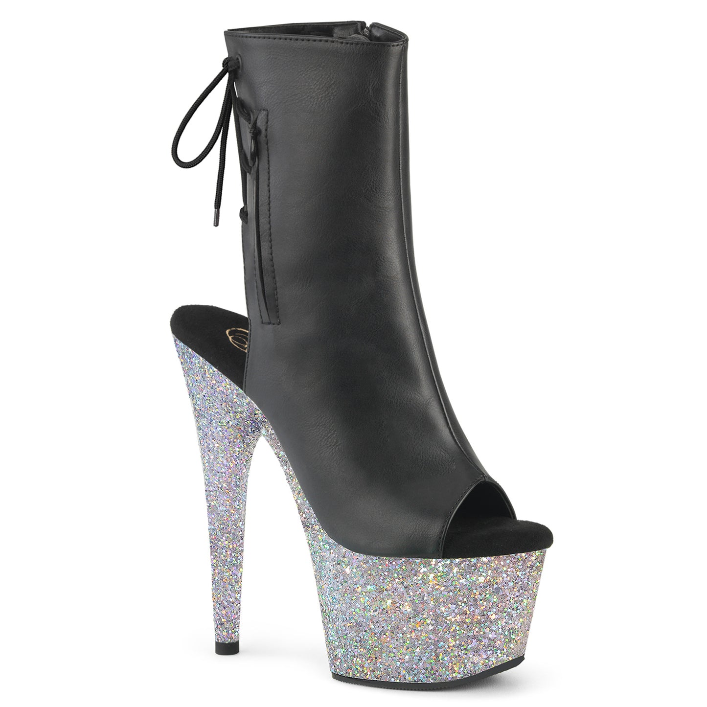 ADORE-1018LG 7" Heel, 2 3/4" PF Open Toe/Heel Ankle Boot, Side Zip