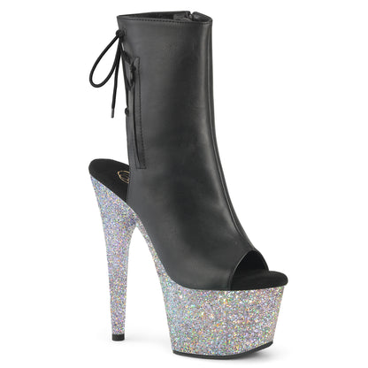 ADORE-1018LG 7" Heel, 2 3/4" PF Open Toe/Heel Ankle Boot, Side Zip