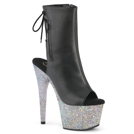 ADORE-1018LG 7" Heel, 2 3/4" PF Open Toe/Heel Ankle Boot, Side Zip