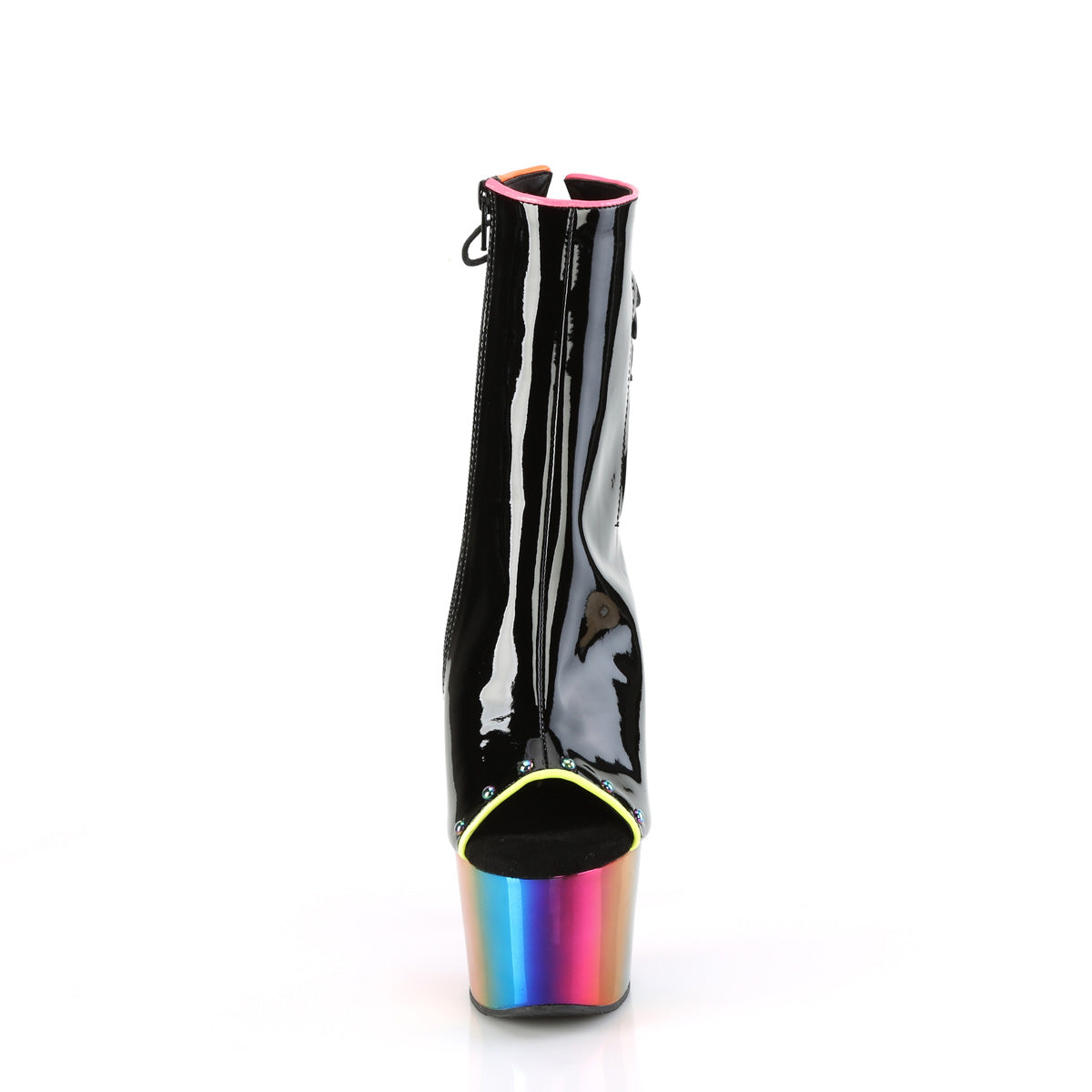 ADORE-1018RC-02 *7" Heel, 2 3/4" PF Open Toe/Back Ankle Boot, Side Zip
