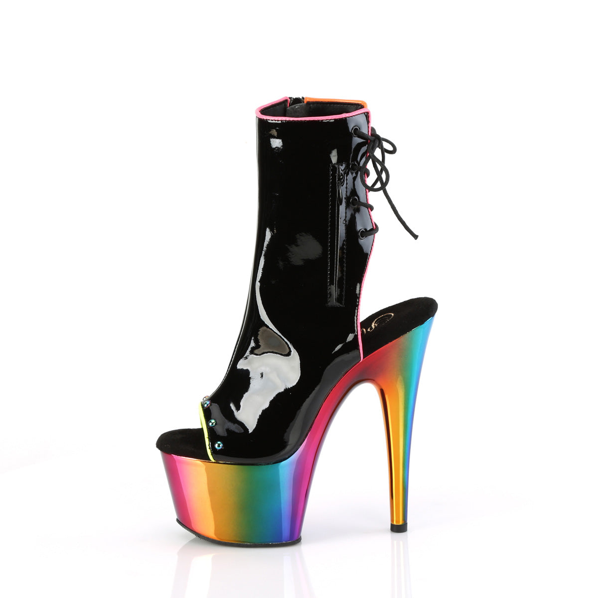 ADORE-1018RC-02 *7" Heel, 2 3/4" PF Open Toe/Back Ankle Boot, Side Zip