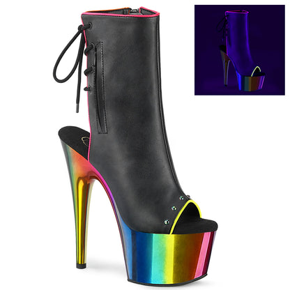 ADORE-1018RC-02 *7" Heel, 2 3/4" PF Open Toe/Back Ankle Boot, Side Zip
