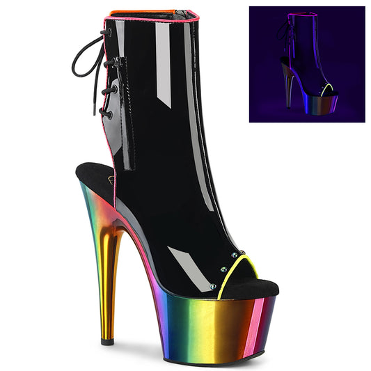 ADORE-1018RC-02 *7" Heel, 2 3/4" PF Open Toe/Back Ankle Boot, Side Zip