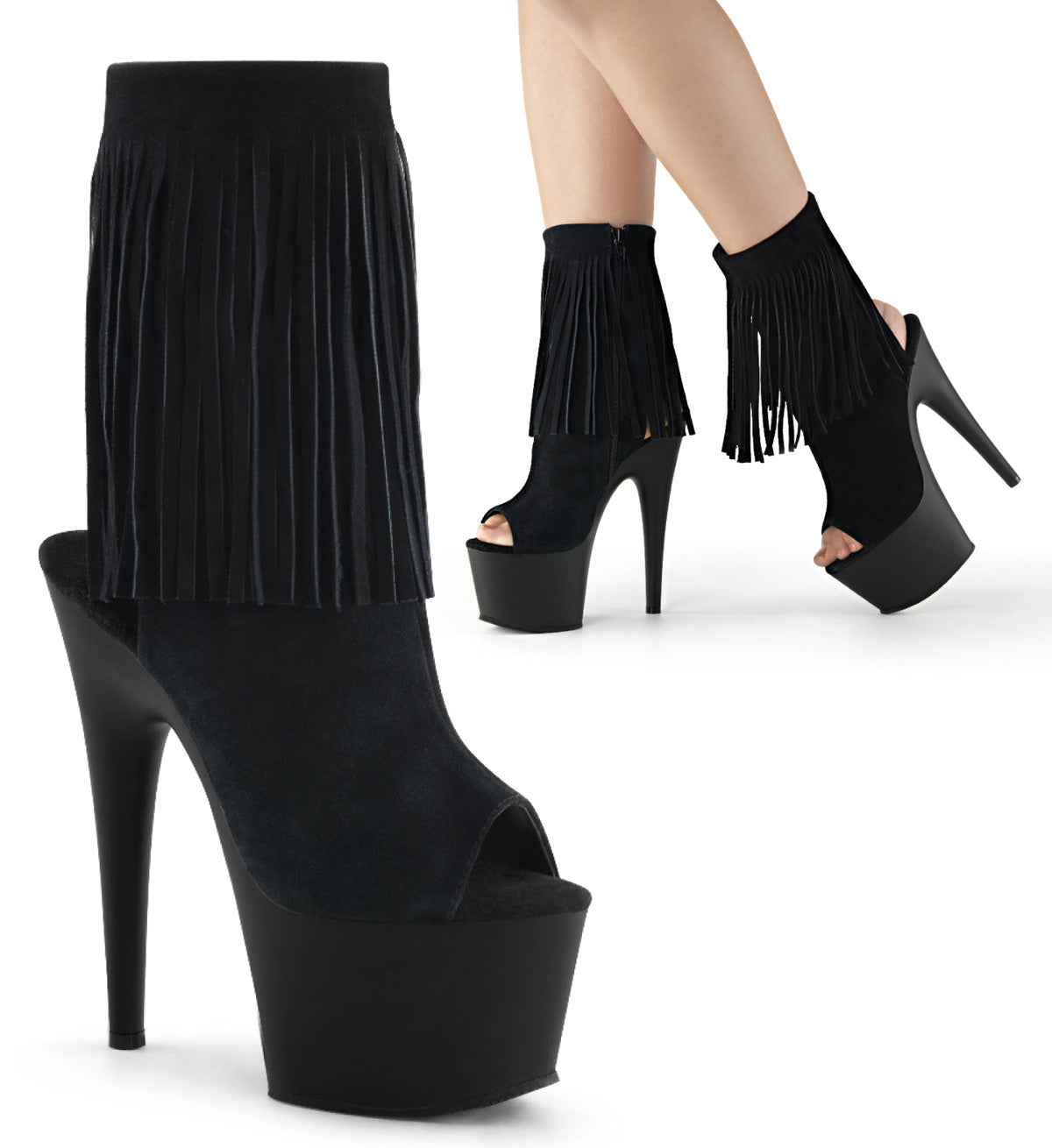 ADORE-1019 *7" Heel, 2 3/4" PF Open Toe/Heel Ankle Boot, Side Zip