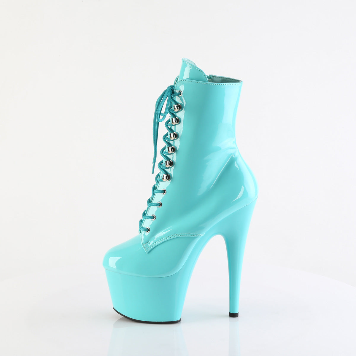 ADORE-1020 7" Heel, 2 3/4" PF Lace-Up Front Ankle Boot, Side Zip