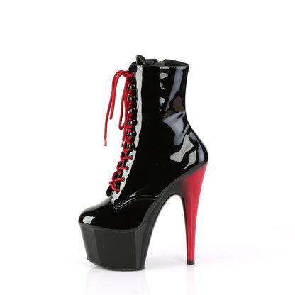 ADORE-1020 7" Heel, 2 3/4" PF Lace-Up Front Ankle Boot, Side Zip