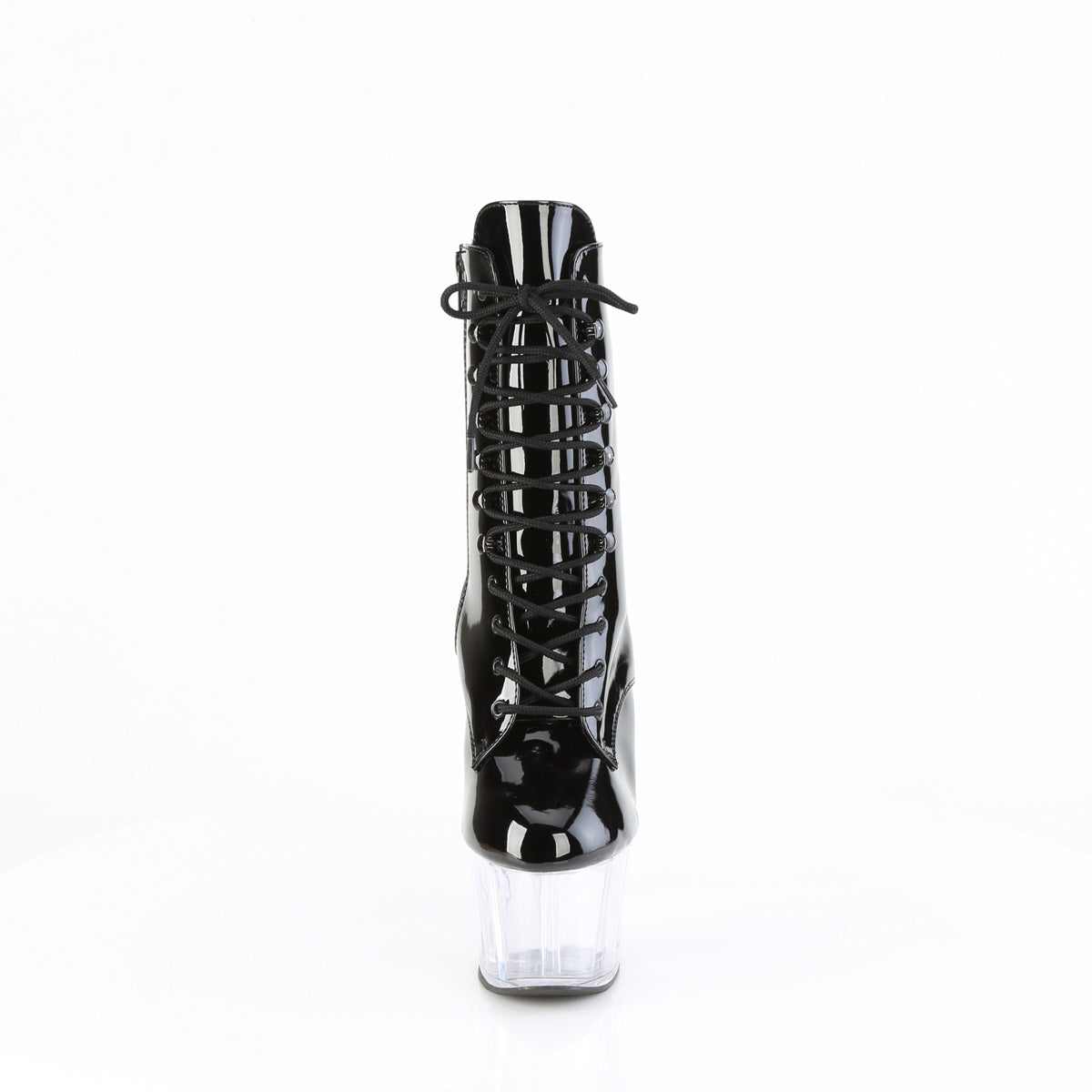 ADORE-1020 7" Heel, 2 3/4" PF Two Tone Lace-Up Ankle Boot, Side ZIp