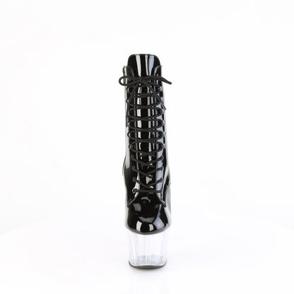 ADORE-1020 7" Heel, 2 3/4" PF Two Tone Lace-Up Ankle Boot, Side ZIp