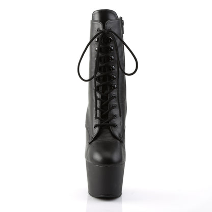 ADORE-1020 7" Heel, 2 3/4" PF Two Tone Lace-Up Ankle Boot, Side ZIp